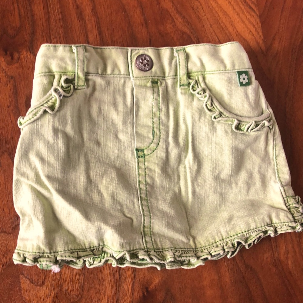 Infant pistachio denim skirt